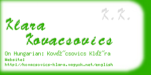 klara kovacsovics business card